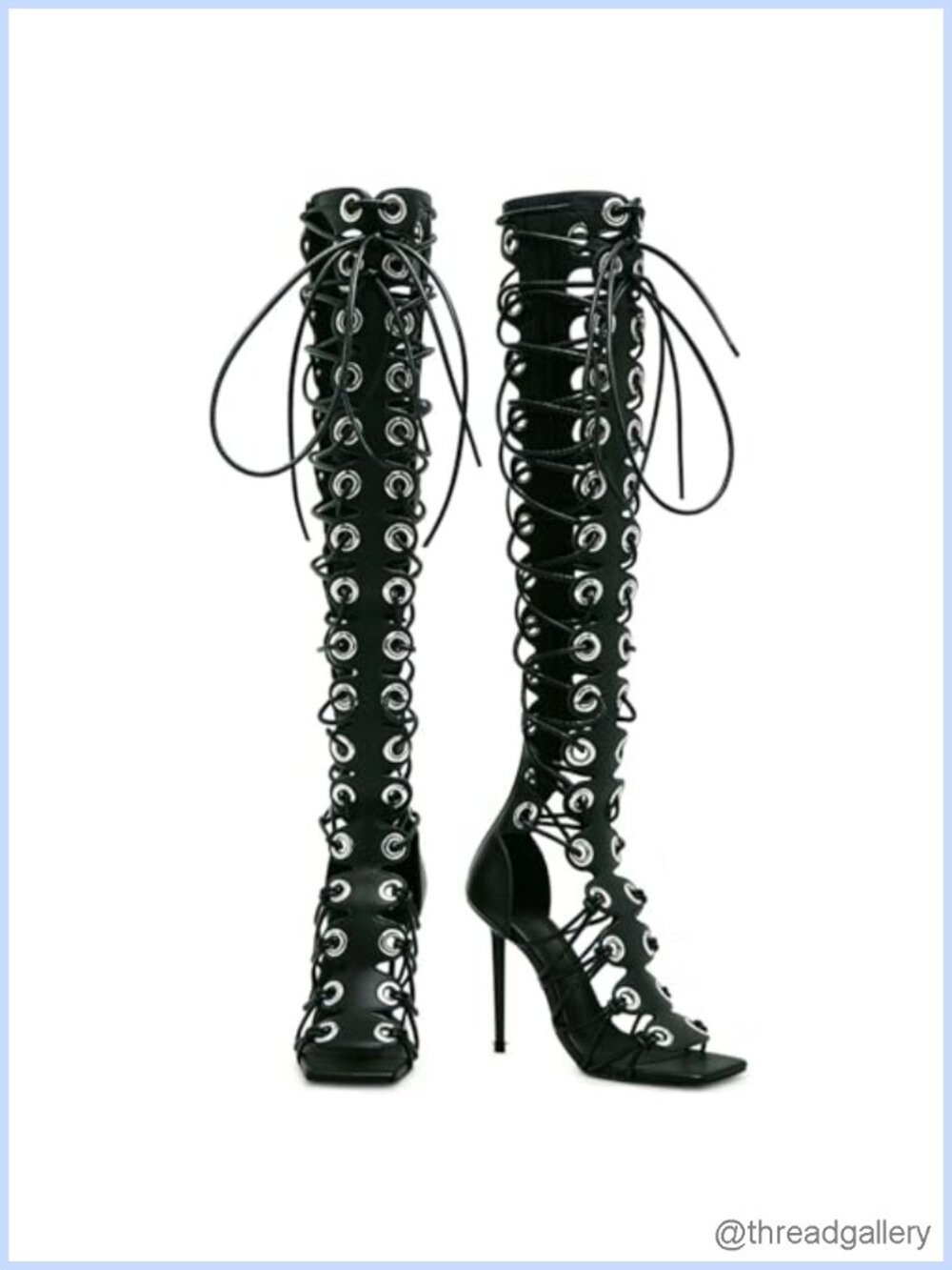Women's Gladiator Sandals High Heels Peep Toe Zipper Cut-Out Faux Leather